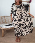 Jewel - Printed dress with long sleeves and round neck