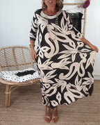 Jewel - Printed dress with long sleeves and round neck