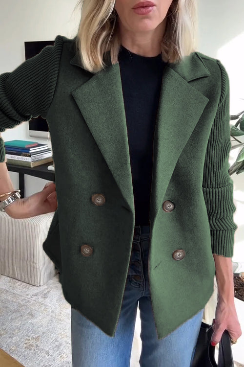 Zayna™ | Elegant Knit-Sleeve Jacket