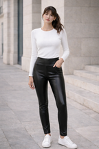 Tailored faux leather pants – elegant fit and modern look