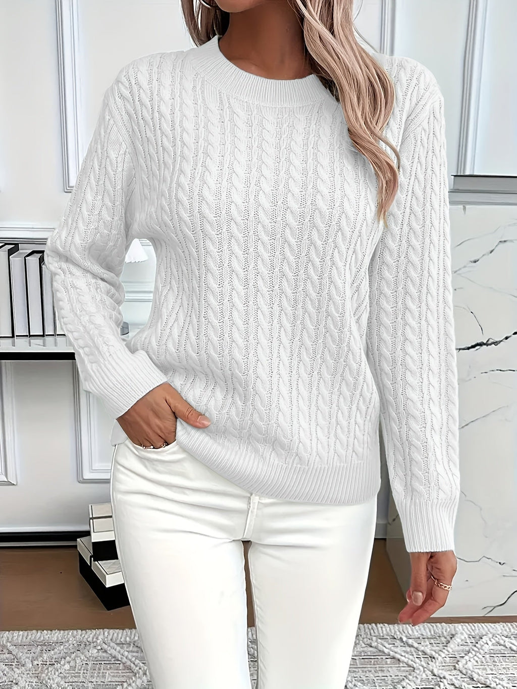 Faye | Cable-Knit Round Neck Sweater