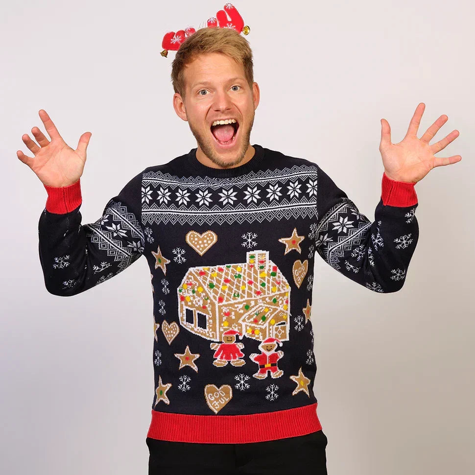 Whistler gingerbread Christmas sweater, front