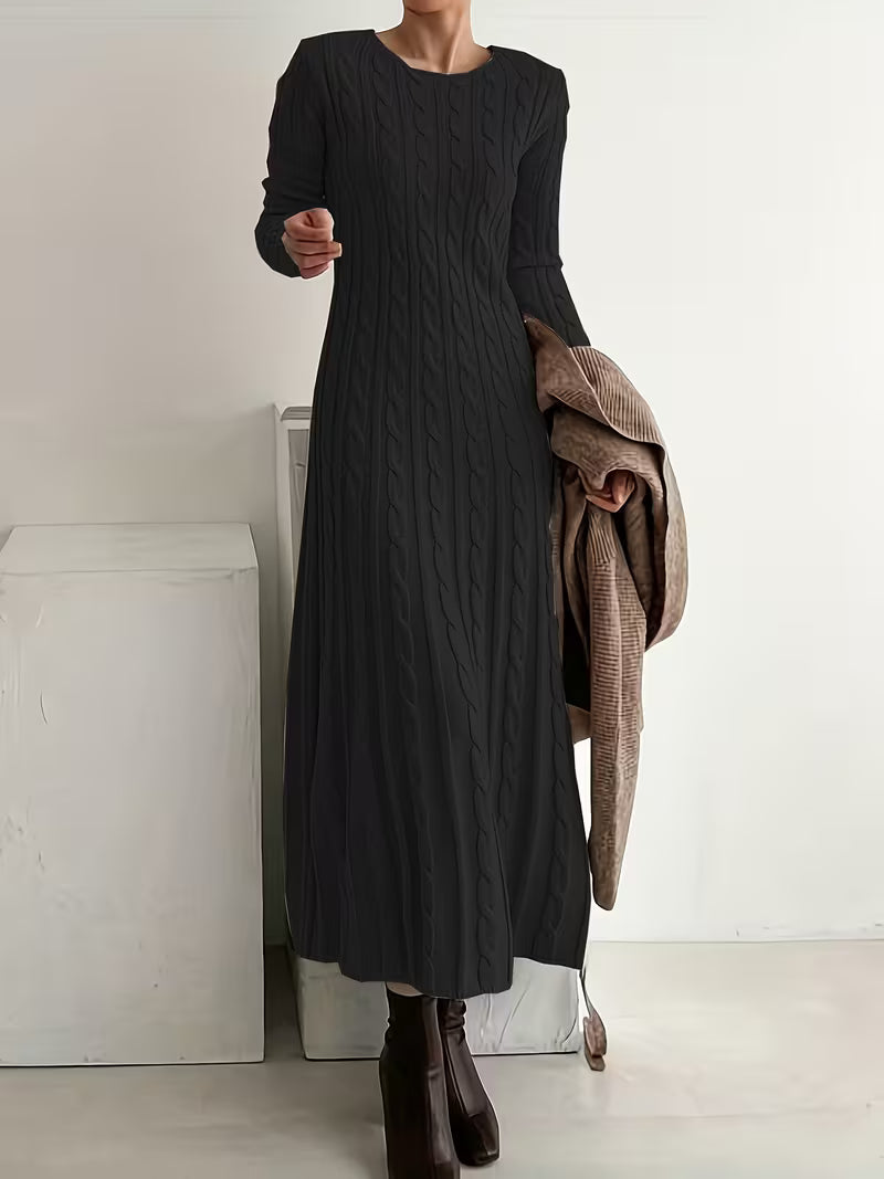 Gwenarielle Long Dress in Textured Knit – styled view