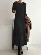 Gwenarielle Long Dress in Textured Knit – styled view