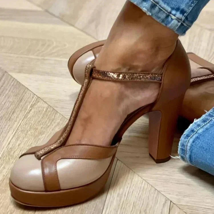 Marie | Sophisticated Two Tine T-Strap Heels