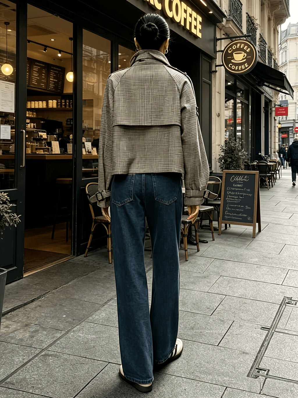 Marguerite | Stand-Collar Houndstooth Jacket