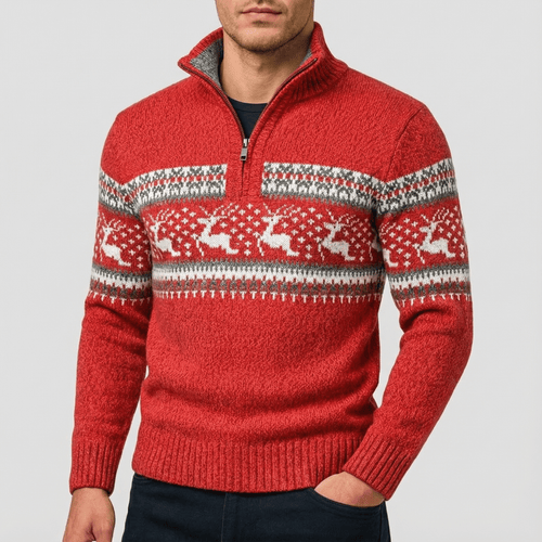 Bryson Fair Isle Half-Zip Sweater – back view