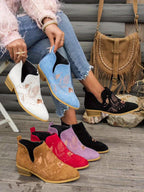 Isadora | Embroidered Low-Heel Ankle Boots