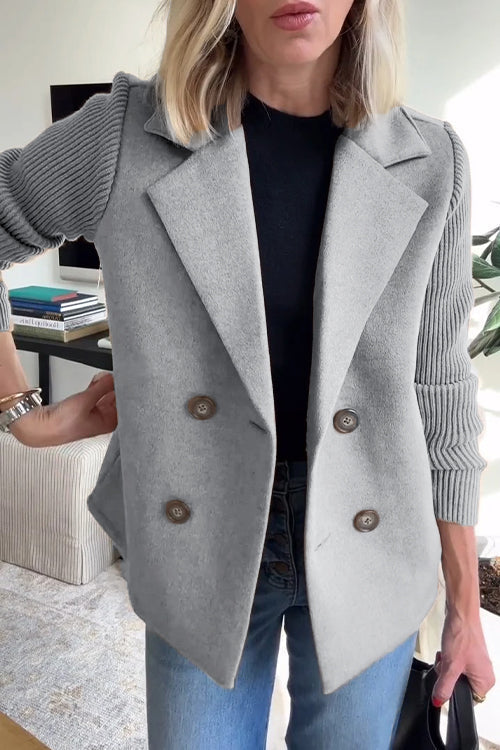 Zayna™ | Elegant Knit-Sleeve Jacket