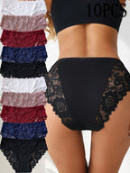 Kelmira - Pack of 10 Elegant Breathable Lace Panties