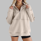 PSALM | Comfy Collar Half Zip Oversized Long Sleeve Sweatshirt