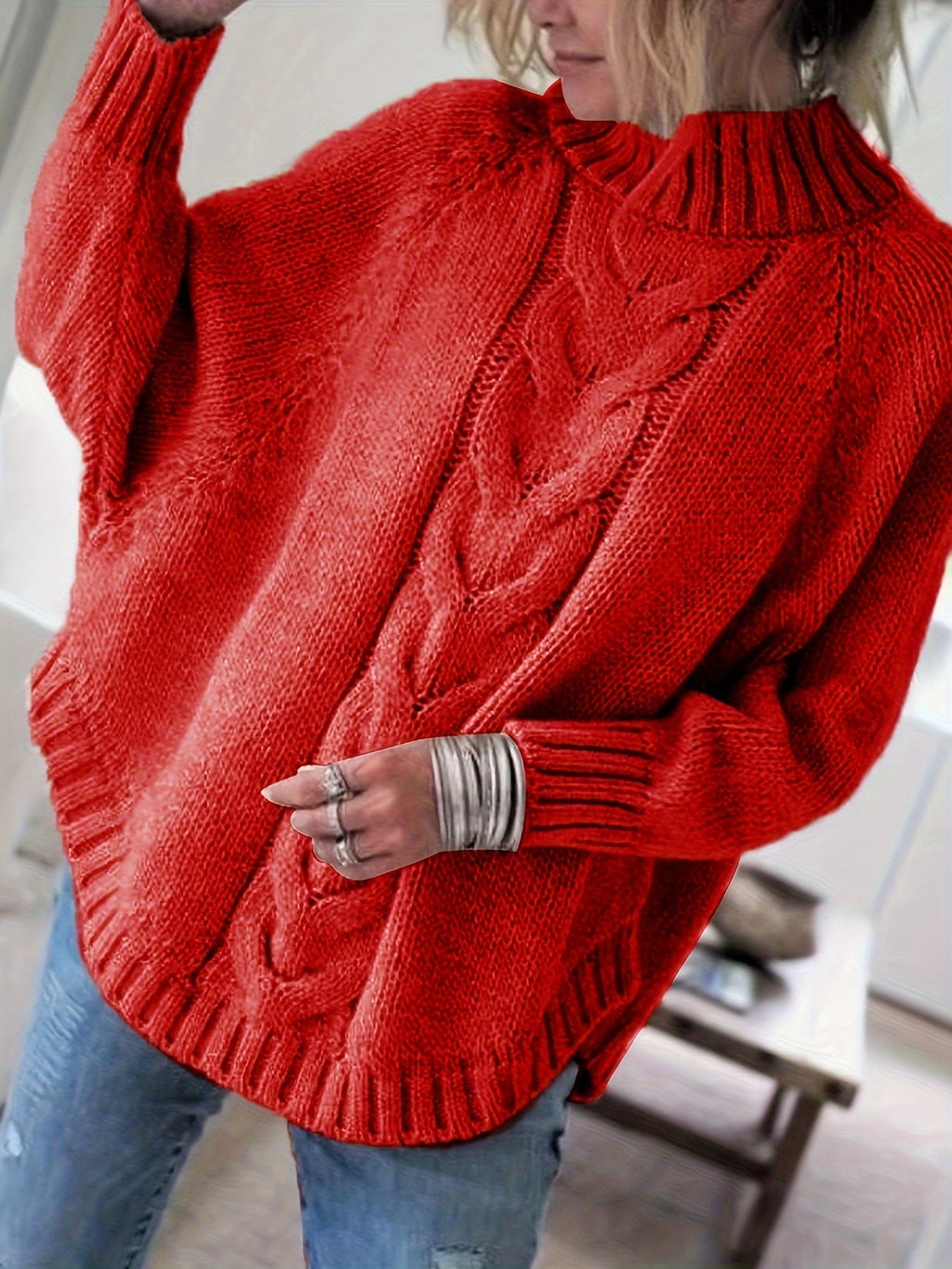 Corinne | Cozy High-Neck Cable-Knit Sweater