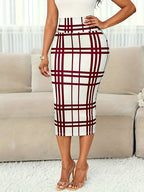 Rosa | Refined Plaid Pencil Skirt