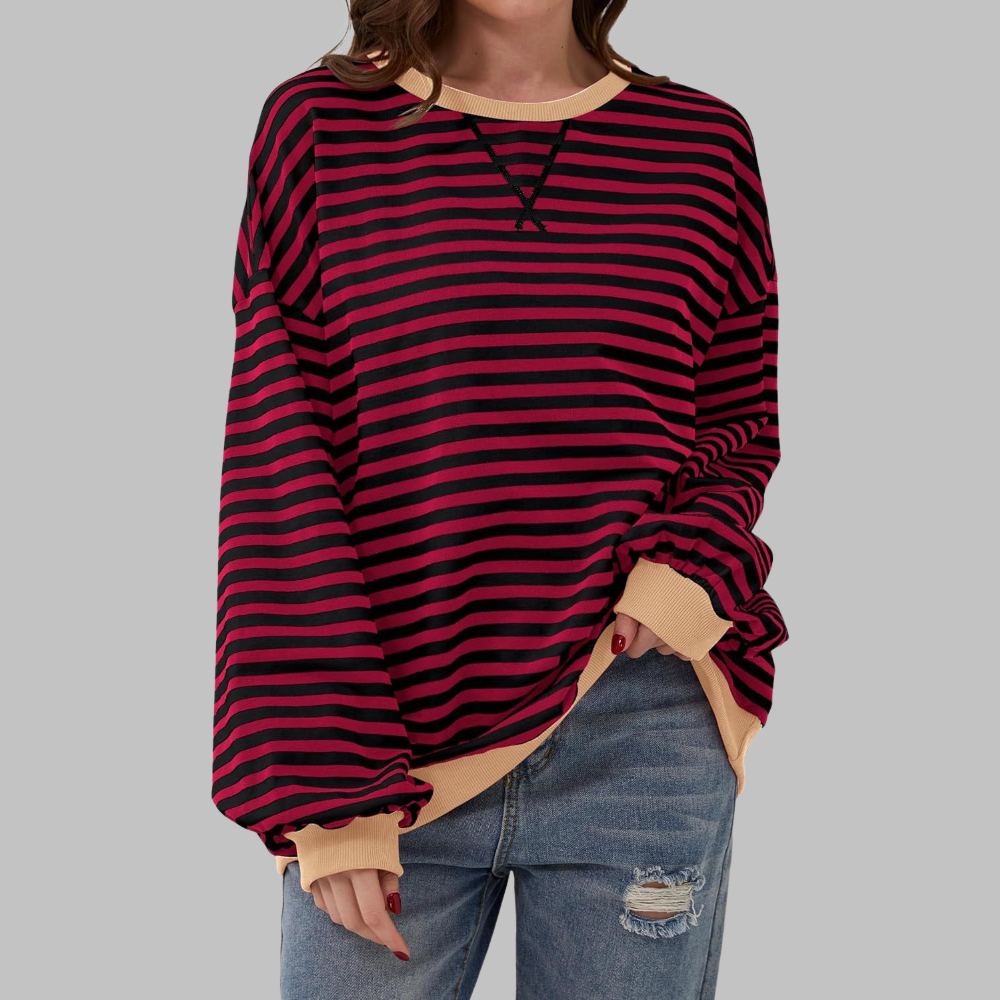 Margaret | Casual Long Sleeve Striped Sweatshirt