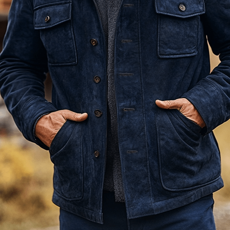 Ethan Vintage Suede Lapel Coat – side view