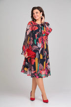 Brisette - Modern Elegant Floral Midi Dress