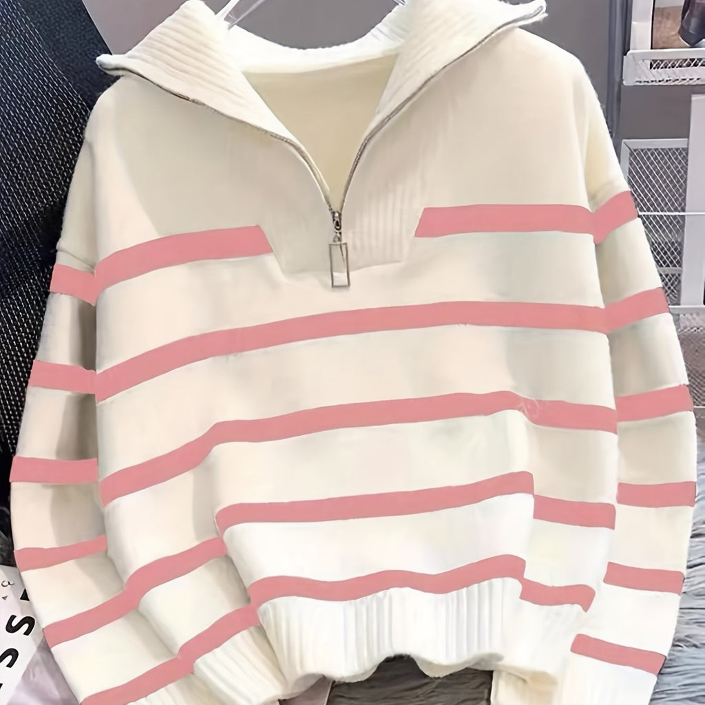 Sabina | Striped Quarter-Zip Sweater