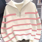 Sabina | Striped Quarter-Zip Sweater