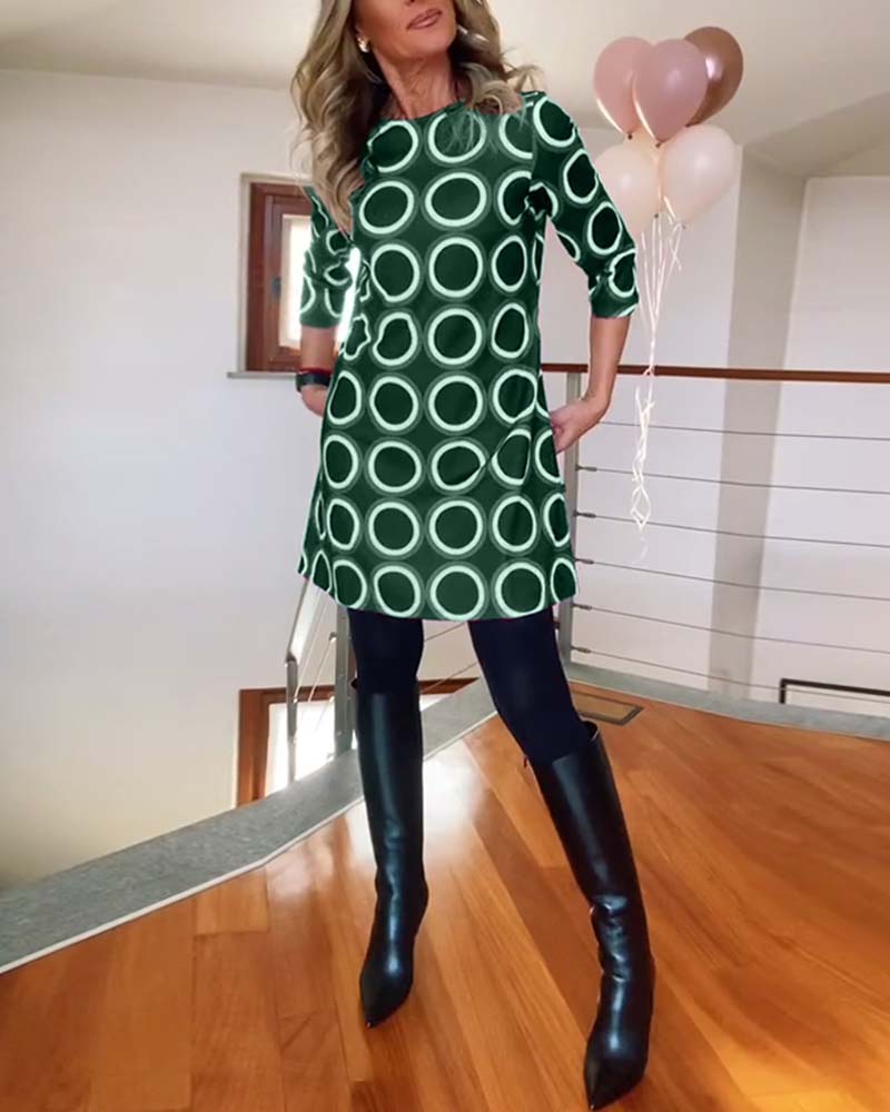 Eugénie - Autumn Elegance Printed Dress