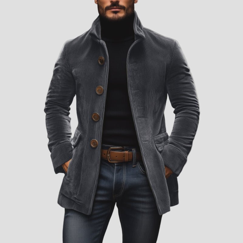 Caleb | Vintage Corduroy Stand Collar Single-Breasted Short Coat