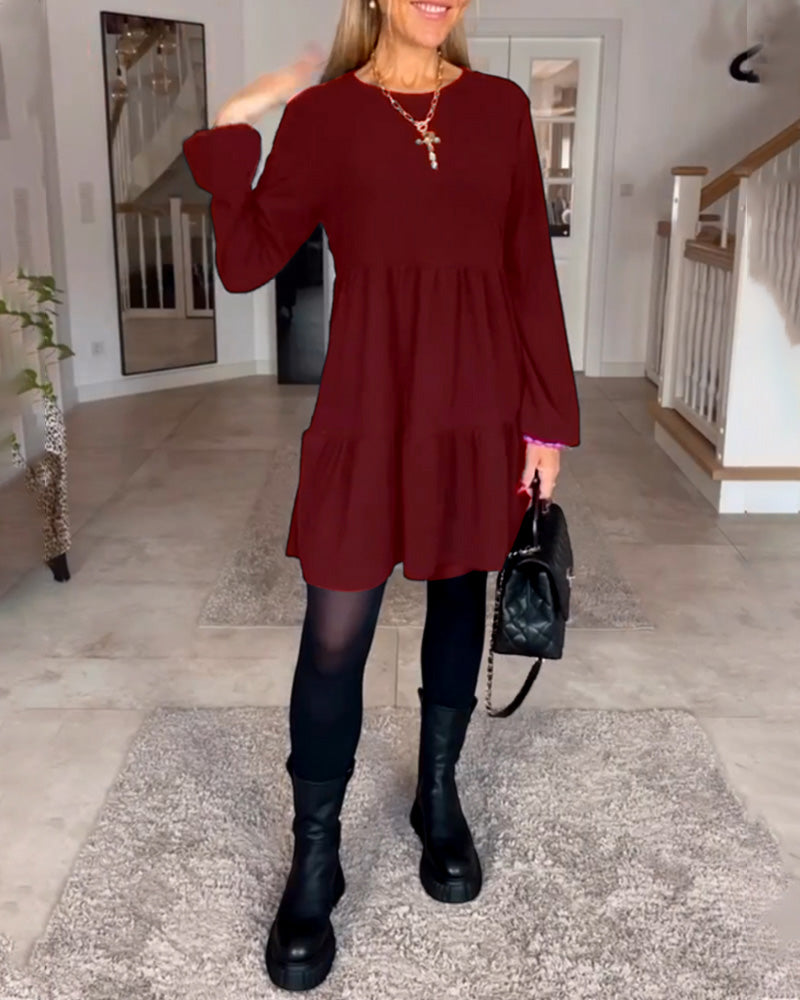 Aida - Simple Retro Long Sleeve Dress