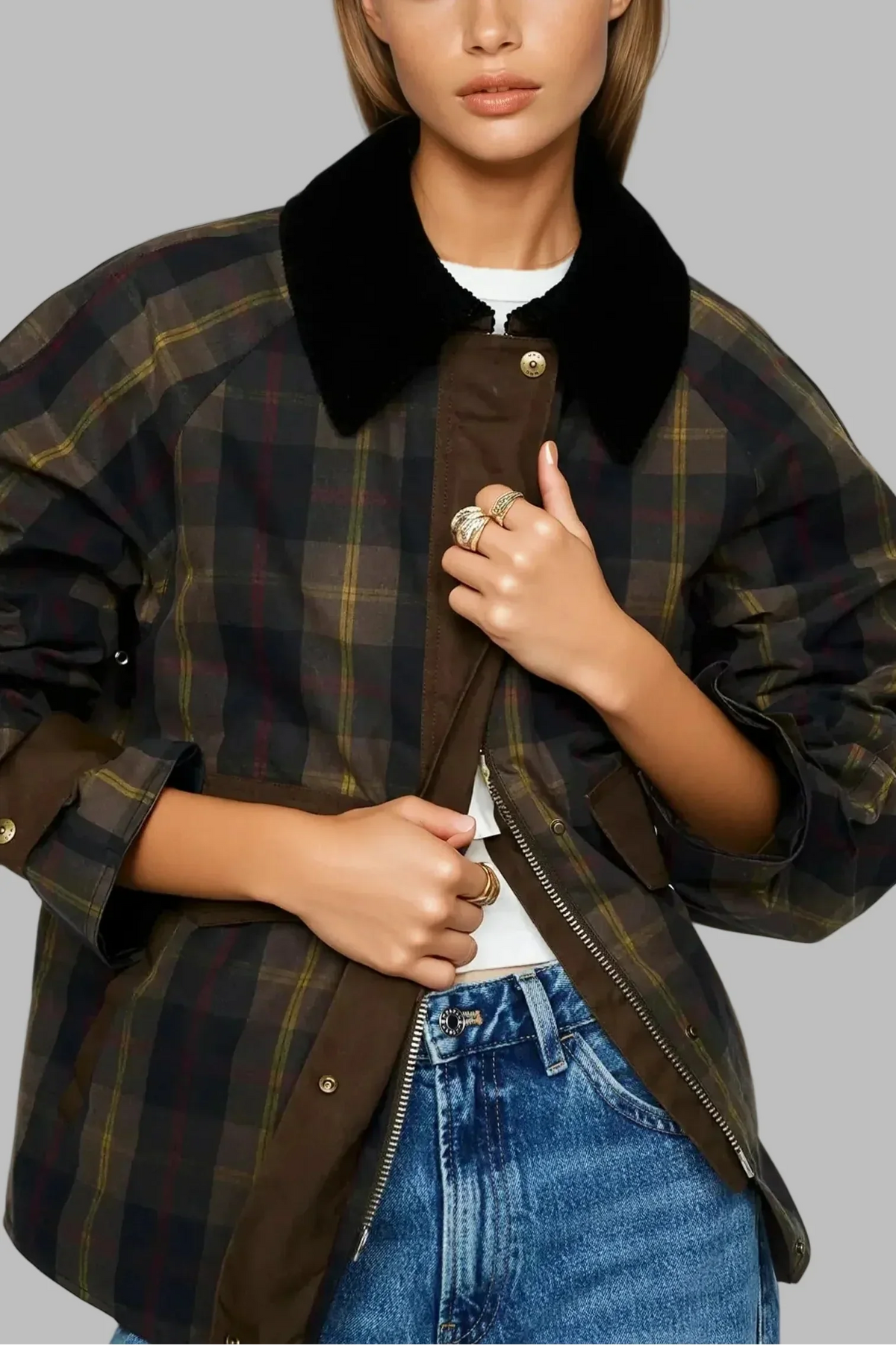 Tessa plaid jacket, straight-cut