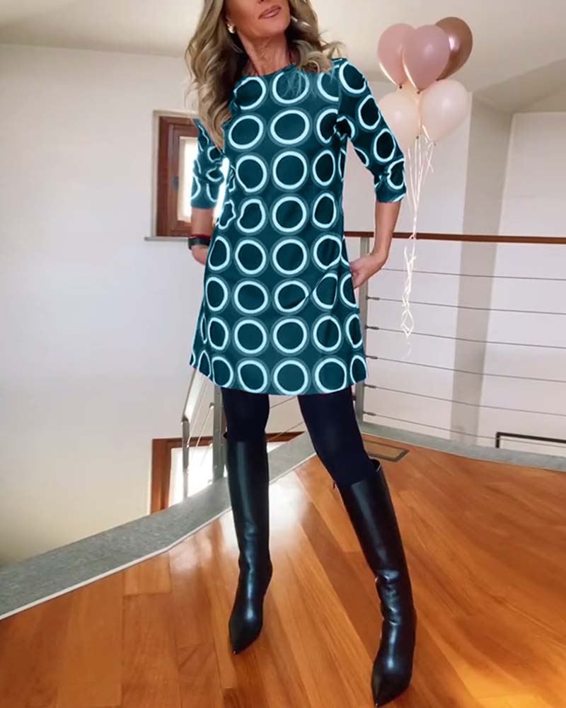 Eugénie - Autumn Elegance Printed Dress
