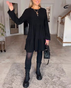 Aida - Simple Retro Long Sleeve Dress
