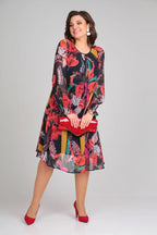 Brisette - Modern Elegant Floral Midi Dress