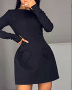 Lunivara - Chic Long Sleeve Dress with Belt
