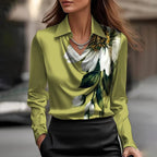 Ikata | Shiny Blouse with Pleated Neckline