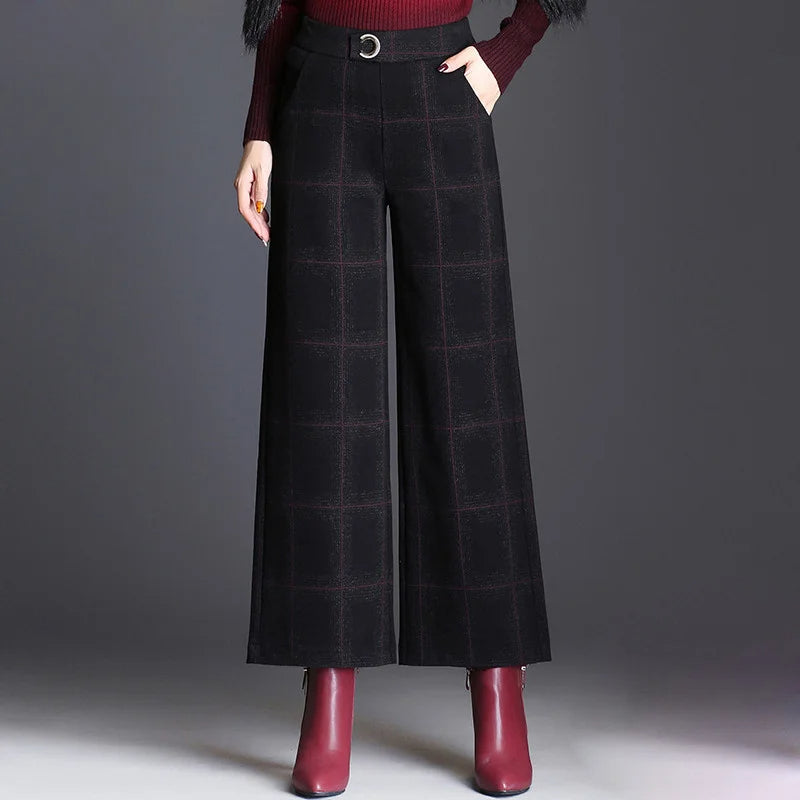 Beatrix | Checked Wide-Leg Trousers