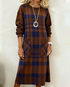 Quelivanne - Checkered Shirt Dress with Pocket