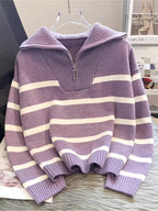 Sabina | Striped Quarter-Zip Sweater