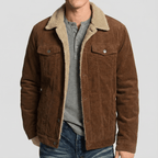 Theo Vintage Suede Fleece Collar Patchwork Coat – front view