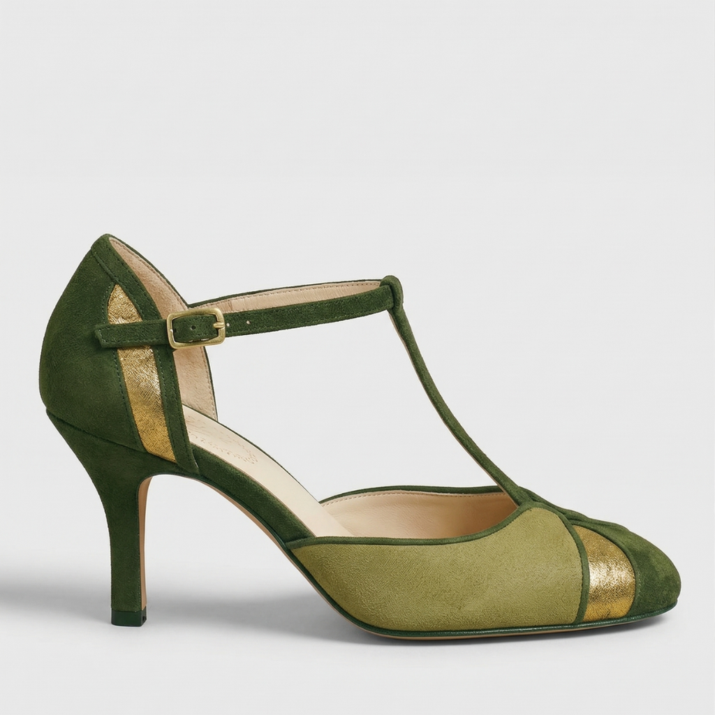 Coralise | Sophisticated Suede T-Strap Heels