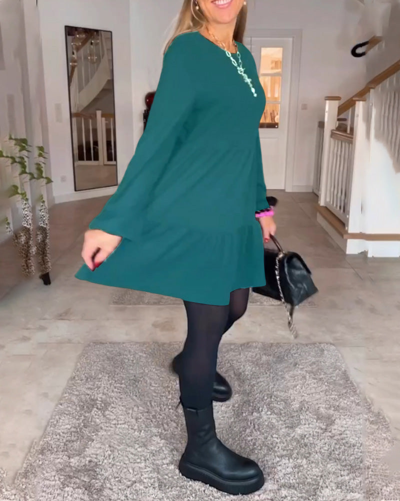 Aida - Simple Retro Long Sleeve Dress