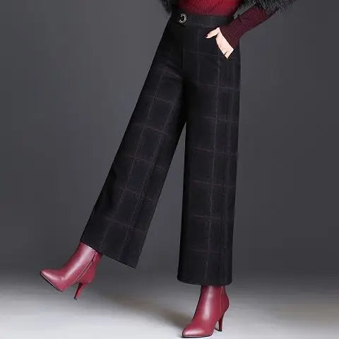 Beatrix | Checked Wide-Leg Trousers