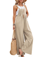 Harlow | Loose Plus Size Pleated Split-Joint Square-Neck Overalls
