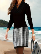 Javina Chic Graphic Elegance Midi Dress – close-up