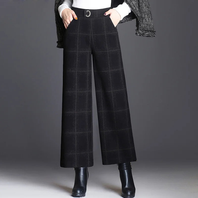 Beatrix | Checked Wide-Leg Trousers