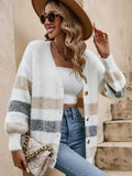 Alayah | Striped Button-Down Cardigan