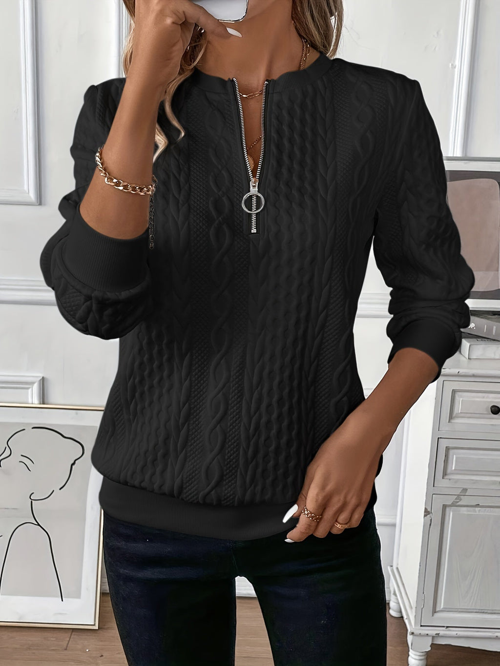 Amie Zipper Sweater – side view