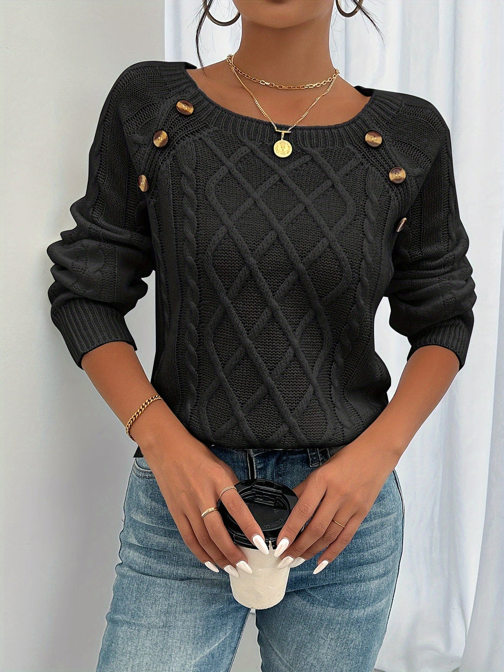 Kathleen | Textured Button Sweater