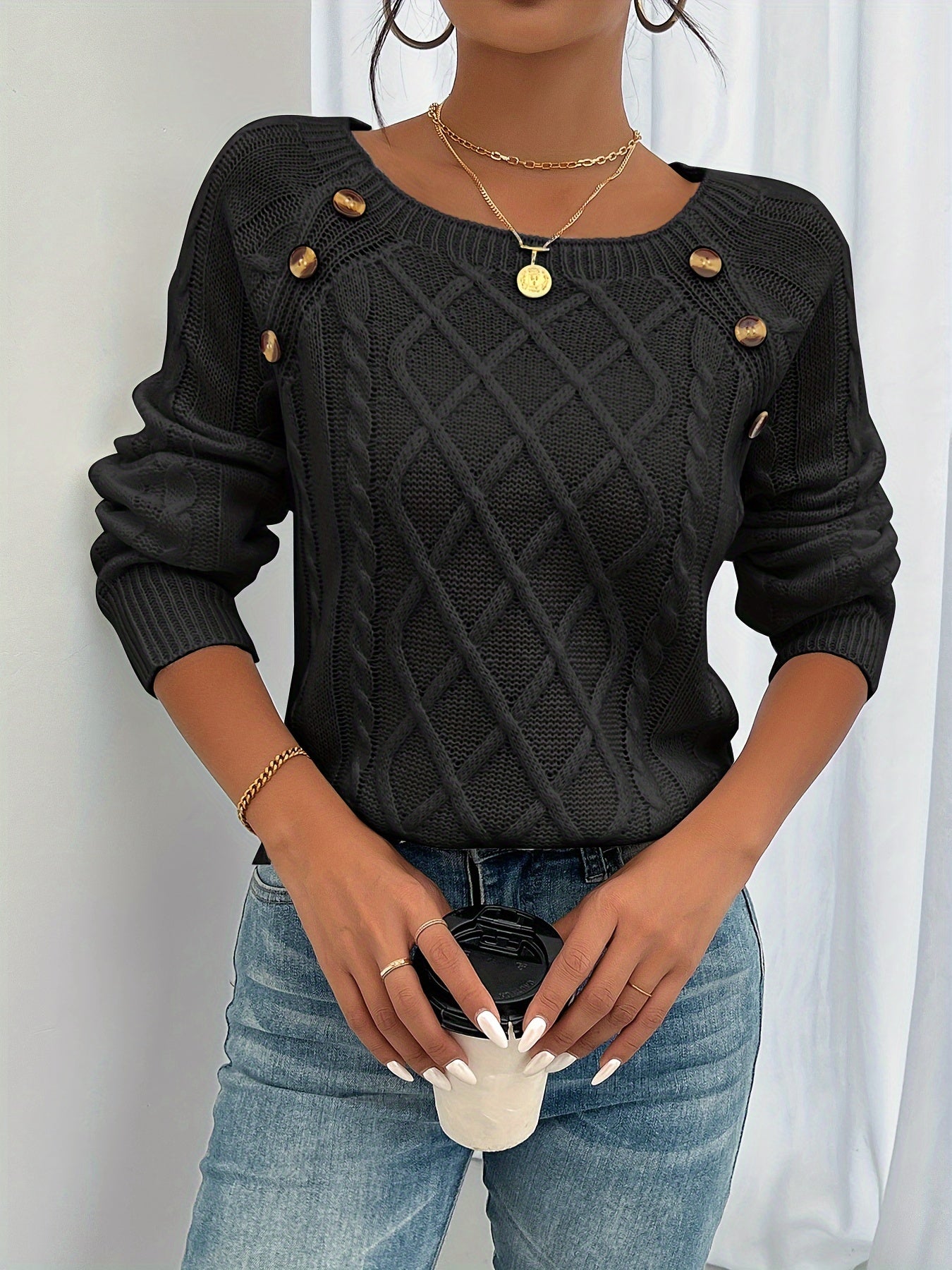 Kathleen | Textured Button Sweater