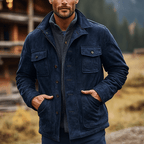 Ethan Vintage Suede Lapel Coat – detail view