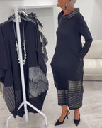 Doralynae - Elegant Dress with Contrasting Panels