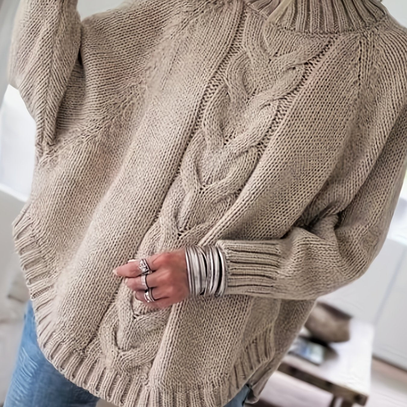 Corinne | Cozy High-Neck Cable-Knit Sweater