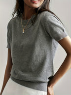 Harriet | Fine-Knit Short Sleeve Sweater