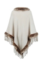 Faux Fur-Trimmed Poncho | Luxurious Knit | Cozy and Stylish